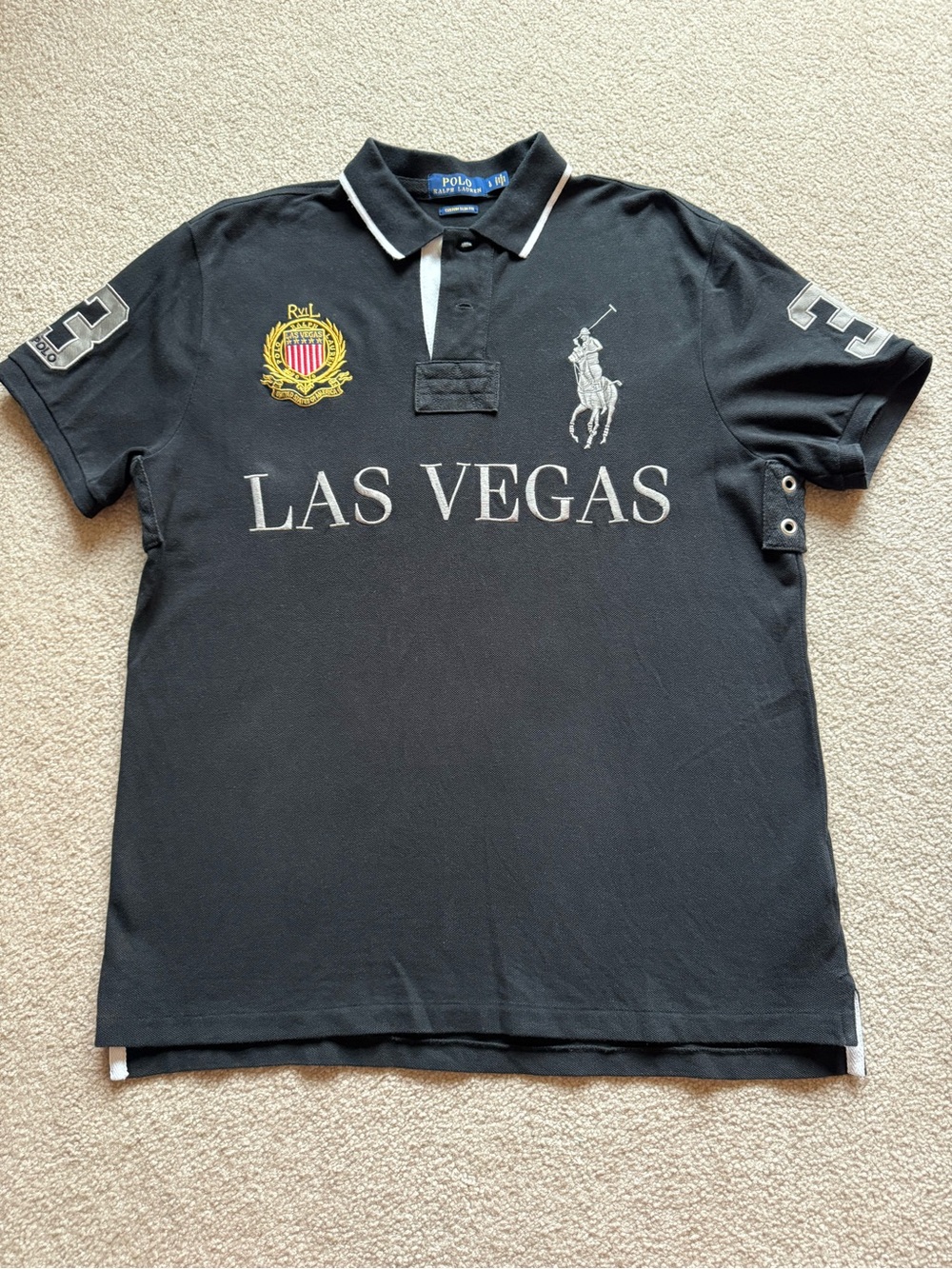 Ralph Lauren Black Las Vegas Embroidered Polo